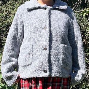 Stylish Gray Sherpa Jacket